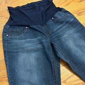 Blue Spice Dark Blue Maternity Jeggings with Stretch Waistband